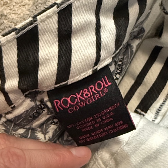 Rock & Roll Cowgirl Black and White Striped Jeans - Picture 5 of 6